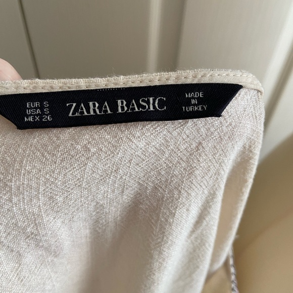 Zara Basic Cream Top Sz Sm Fringe Red Embroidery - Picture 6 of 6